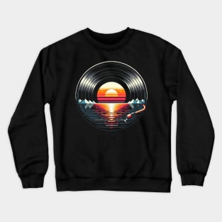 Vinly LP Music Record Retro Sunset Crewneck Sweatshirt